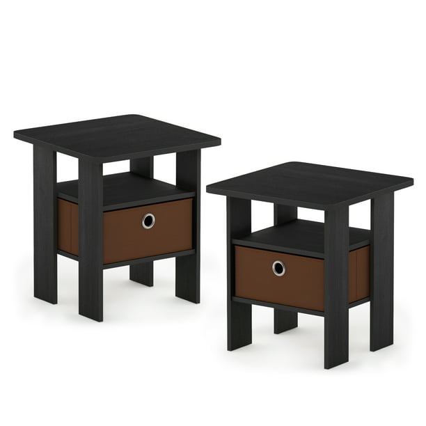 Furinno Andrey End Table Nightstand With Bin Drawer Set Of 2 Multiple Colors Walmart Com Walmart Com