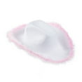 thumbnail image 2 of Womens Cowboy Hat, Solid Color Furry Trim Wide Brim Hat for Dating Party Cosplay, 2 of 6