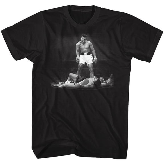 Muhammad Ali Over Liston Black Adult T-Shirt 4Xlt