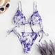 thumbnail image 2 of Gibobby Conjunto de traje de baño de bikini Sexy Leg High Lace Set Traje de baño Estampado Bikini Tie-Dye Piece Mujer Cortar Dos trajes de baño Tankinis (Morado,CH), 2 of 5