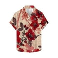 thumbnail image 5 of Txeol Mens Hawaiian Shirts - Short Sleeve Button Down, Vibrant Palmshadow Print for a Fresh, Fun Look Holiday Deals,Red,M, 5 of 5