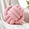 thumbnail image 1 of wonima44 Knot Pillow Ball, Soft Home Decorative Pillows, Round Throw Pillow, Handmade Knotted Plush Pillow, Round Boucle Pillow Cushion (14 Inches Blush Pink), 1 of 1