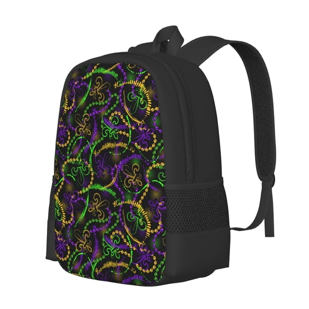Balery Neon Mardi Gras Mochila para hombre y mujer - Tela Oxford 600D resistente - Gran capacidad, resistente al agua, ideal para la escuela, viajes y senderismo