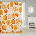 thumbnail image 2 of Manfei Vintage Fall Pumpkin Shower Curtain 72Wx84L,Vintage Maple Leaf Print Bathroom Shower Curtain, 2 of 5