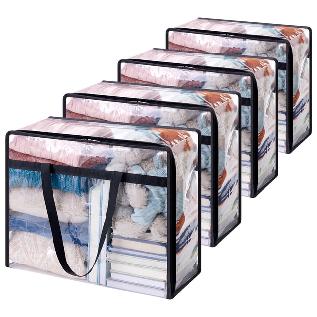 Bolsas de almacenamiento de ropa Lifewit, 40 L, plástico transparente, paquete de 4