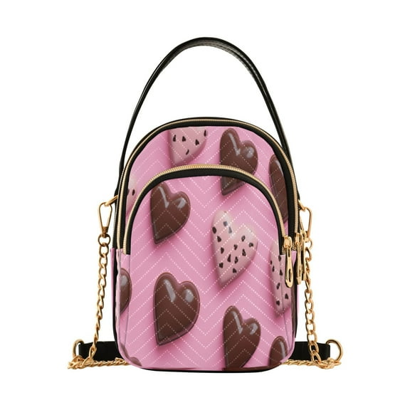 ALAZA Chain Crossbody Bags for Women Chocolate Loving Heart Shoulder Handbag Phone Purse