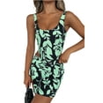 thumbnail image 2 of VISgogo - Conjunto de 2 piezas de verano para mujer, con estampado de moda, con cremallera trasera, corsé y minifalda VISgogo moda, 2 of 9