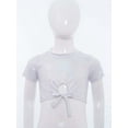 thumbnail image 2 of inlzdz Girls Metallic Shiny Hip Hop Jazz Dance Crop Top Performance Glitter T-Shirt Disco Party Dancewear White 120, 2 of 7