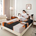 thumbnail image 3 of Castle Fairy Vintage Geometric Block King Sheets 4pcs,Retro Vertical Streak Bedding,Black Orange Beige,1 Flat Sheet, 1 Fitted Sheet and 2 Pillowcases, 3 of 7