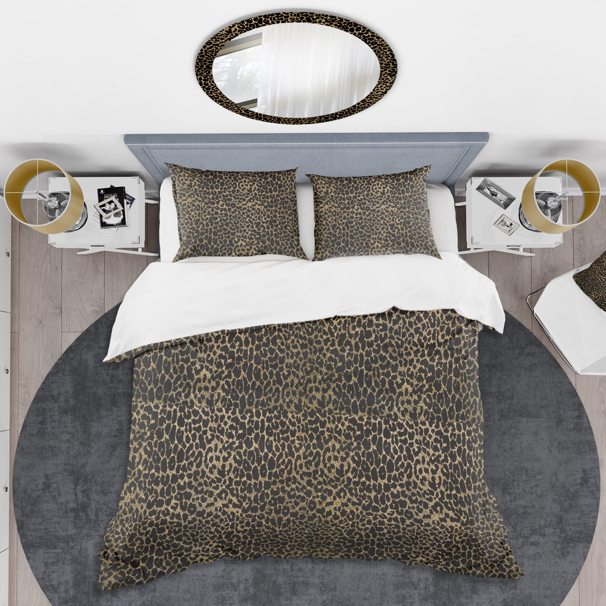 Designart 'Leopard Fur Safari V' Mid-Century Modern Duvet Cover Set