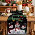 thumbnail image 4 of Christmas Snowman Cotton Linen Table Runner Pine Christmas Tree Snowflakes Balck Dining Table Runners for Home Decor Party Dining Room Restaurant Kitchen Party 13" x 72", 4 of 9