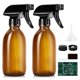thumbnail image 1 of Tecohouse Botellas De Spray De Vidrio De 8 Oz, Botellas De Spray Para El Cabello Ámbar, Paquete De 2 Envases Vacíos Recargables Con Etiquetas, Tapas De Embudo, Pipetas Graduadas, Tamaño De Mano, 1 of 5