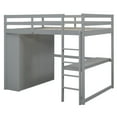 thumbnail image 6 of Harper & Bright Designs Full Size Loft Bed with Wardrobe and Desk, Wood Loft Bed Frame with Storage Shelves and Drawers for Adults, Gray, 6 of 17