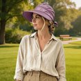 thumbnail image 2 of Women 2‑in‑1 Detachable Zipper Sun Hat UV Protection Wide Brim Bow Tie‑Back Lightweight Packable Summer Outdoor Travel Beach Sun‑Shade Head‑Accessory, 2 of 4