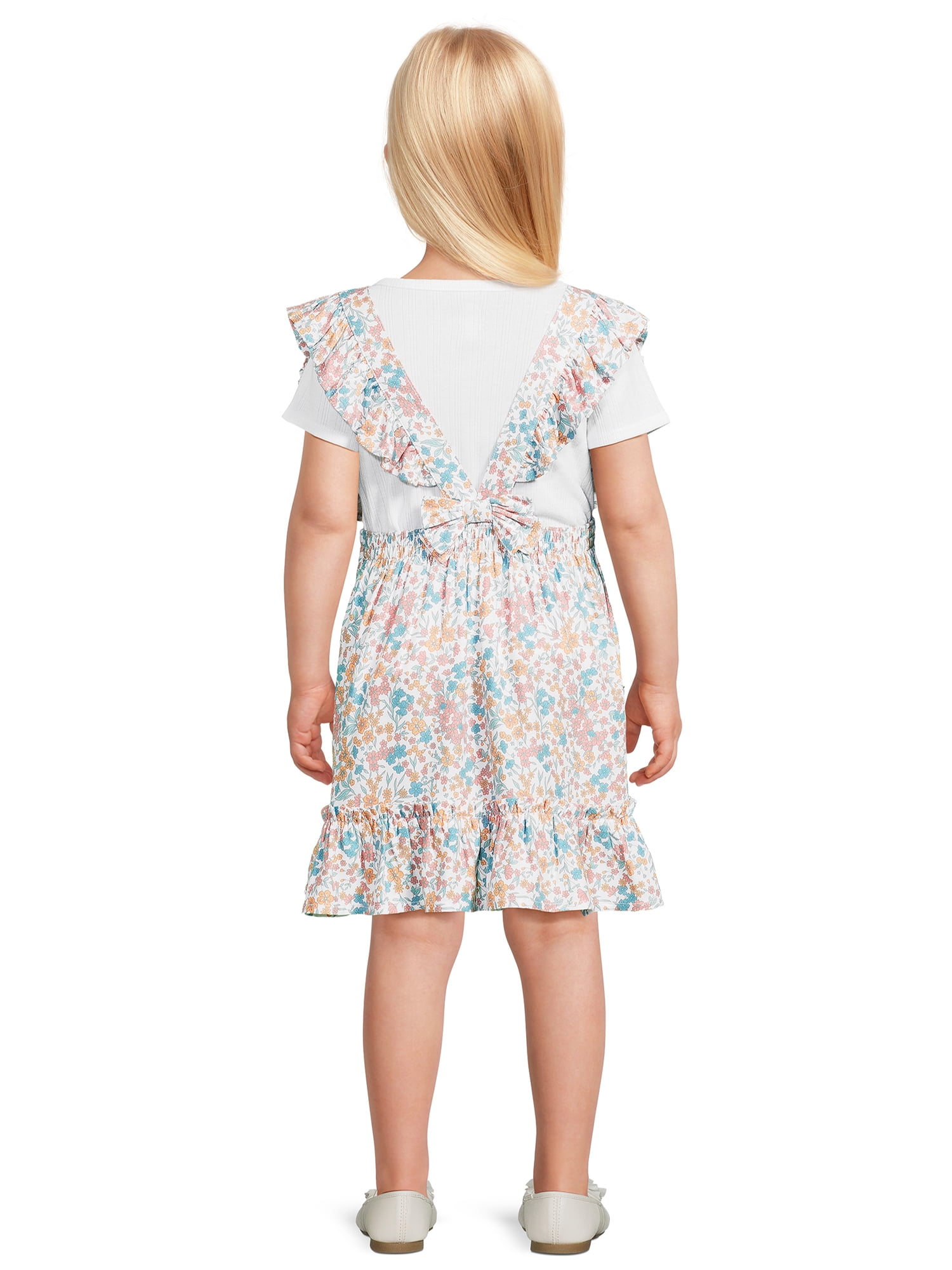 Wonder Nation Toddler Girls Pinafore Dress Set, Sizes 18M-5T