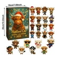 thumbnail image 3 of XINGXIANG 2025 Highland Cow Advent Calendar, 24-Day Surprise Countdown To Christmas, 2D Acrylic Highland Cow Christmas Tree Ornament, Perfect for Christmas Home Decor(A), 3 of 7