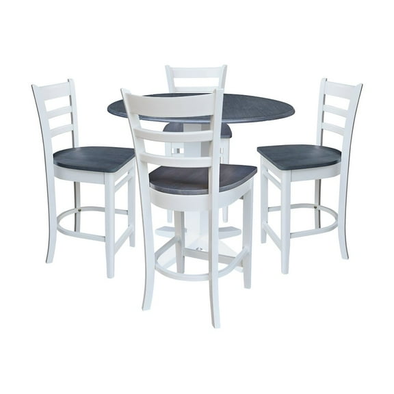 International Concepts 42" Round Drop Leaf Table with Four Stools