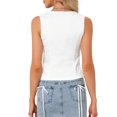 thumbnail image 3 of INSPIRE CHIC Jean Vest Top for Women V Neck Tie Front Sleeveless Waistcoat Denim Vests S White, 3 of 6