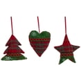 thumbnail image 3 of Northlight Plaid Heart, Tree and Star Christmas Ornaments - 5" - Red and Green - Set of 3, 3 of 7