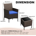 thumbnail image 2 of IdealHouse 3 Piece Patio Furniture Set, Rattan Outdoor Furniture with 2 Chairs & Coffee Table, Modern Outdoor Seating Conversation Bistro Set for Garden Backyard Porch (Brown and Blue), 2 of 8