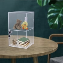 2 Layer Transparent Display Cabinet Acrylic Countertop Storage Showcase W/2 Key for Homes, RetailStores
