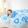thumbnail image 6 of Manfei Plaid Love Heart Queen Comforter Set, Blue Cartoon Strawberry Bedding Sets, Teens Kids Boys Girls Reversible Bedding Comforter Set, Lightweight Room Decor, 3 Pieces, 6 of 9