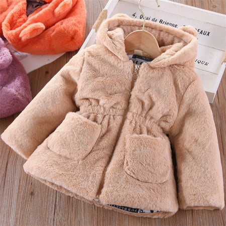 

ZMHEGW Jacket For Toddler Baby Girls Winter Fleece Windproof Hoodie Thicken Warm Outerwear Coat For Kid