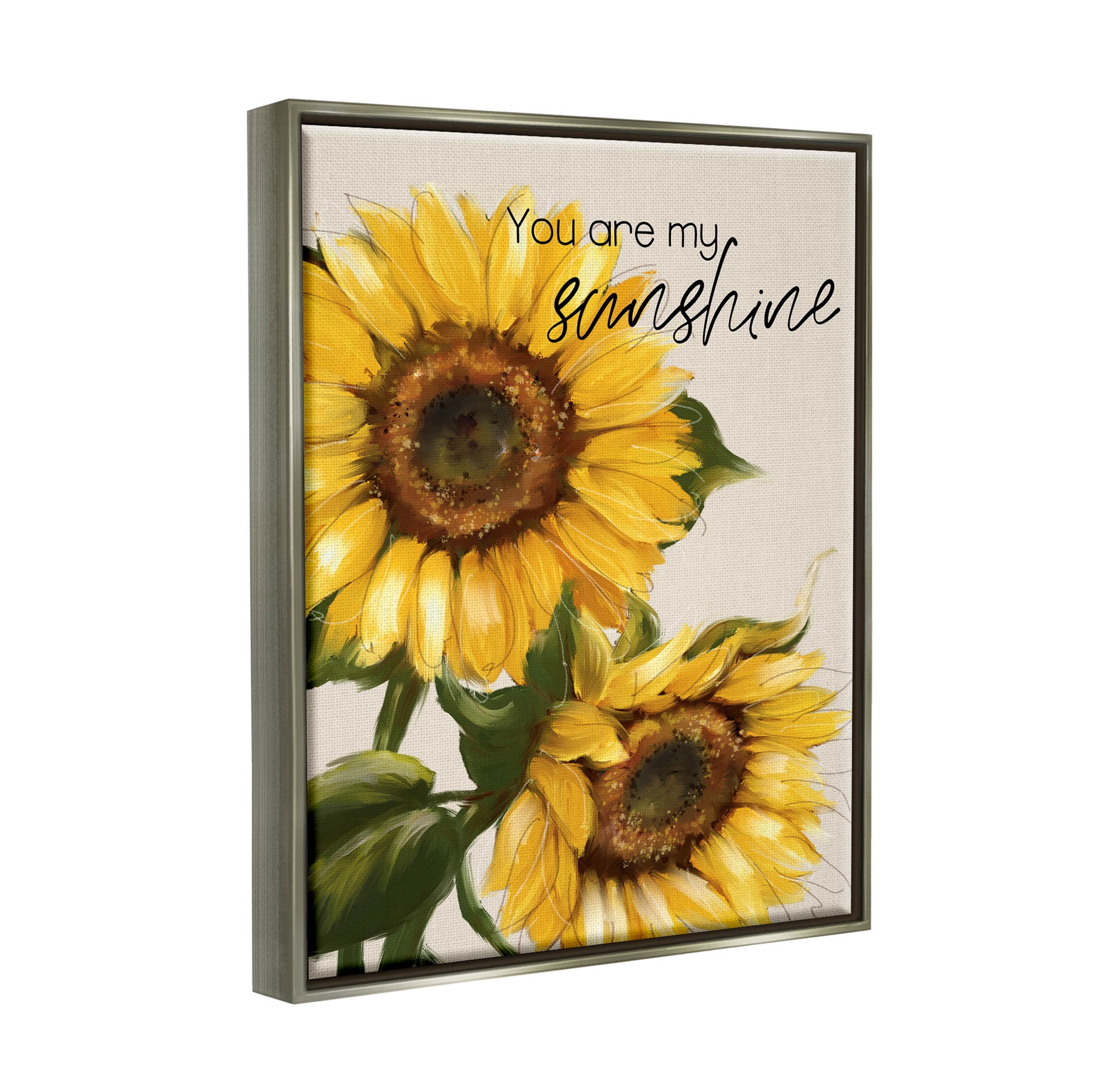 Stupell Industries You Are My Sunshine Sunflower Blooms Graphic Art Luster Gray Floating Framed Canvas Print Wall Art, Design by Conrad Knutsen