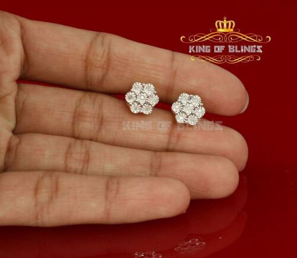 King of Bling's 10K Real Yellow Gold with Real 0.20CT Diamond Round Men's/Women's Stud Earrings