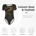 thumbnail image 6 of Uemuo Golden Dragon Tattoo Art Pattern Women's One Piece Short Sleeve Swimsuit Rash Guard Surfing Modest Quick-drying Swimsuit Beach Essentials-XX-Large, 6 of 9