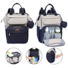 BabbleRoo Wide Top Diaper Bag Backpack- Stone Gray & Blue