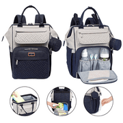 BabbleRoo Diaper Bag Backpack, Spacious & Stylish Nappy Organizer, Stone Gray & Blue, 1 pc
