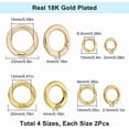 thumbnail image 2 of 8Pcs 4 Styles Real 18K Gold Plated Round Carabiner Clips Spring Gate Ring Brass Circle Buckle Keyring Snap Hook Trigger O Rings Clasps, 2 of 6