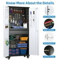 thumbnail image 5 of SUPEER Metal Storage Cabinet with 1 Drawer and Pegboards,71" H Top Workbench Mobile Tool Chests Garage Cabinets with 4 Wheels,Tool Cabinets for Home,Office,Shop，Assembly Required, Gray, 5 of 6