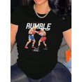thumbnail image 1 of Camisetas para mujer, de verano, casual, manga corta, cuello redondo, con estampado, color blanco negro, blusaWomen's Casual Round Neck Short Sleeve T-Shirt, Knitted Polyester, Fashionable Cartoon B, 1 of 6