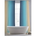 thumbnail image 5 of Blue Teal Yellow Ombre Sheer Curtains 108 Inch Length 2 Panels Set Window Treatments, Farmhouse Modern Gradient Art Rod Pocket Semi Curtains for Living Room/Bedroom/Kitchen Décor, 104"W x 108"L, 5 of 7