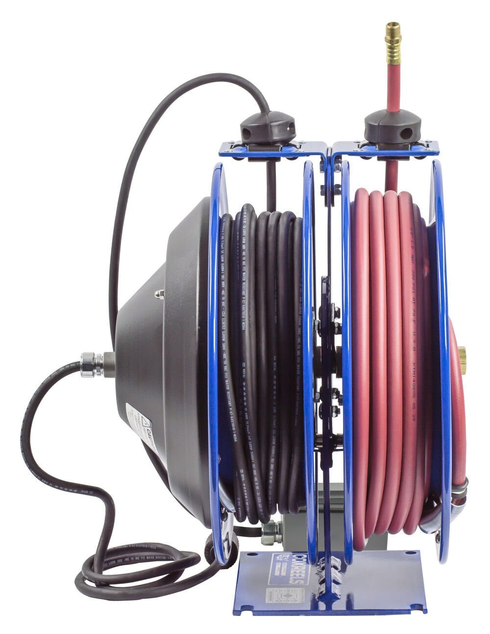 Coxreels Hose Reel Dual Purpose Spring Rewind 3/8In X 50' 300Psi Gfci Receptacle 50' Cord 12 Awg