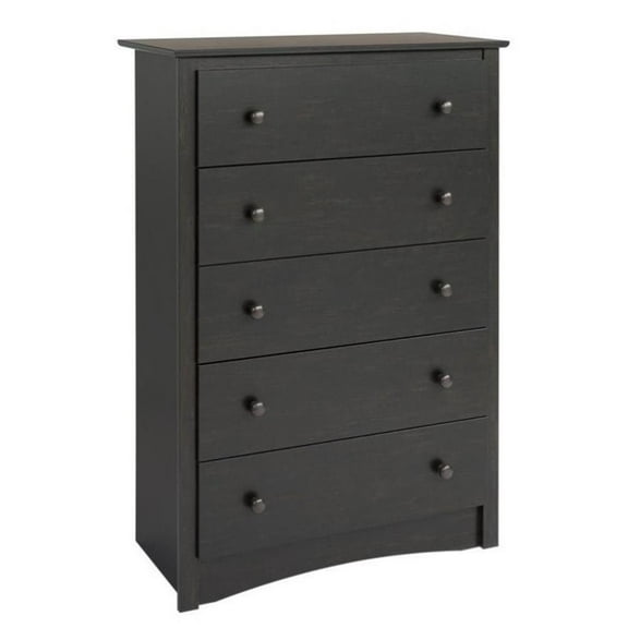 Atlin Designs 5-Drawer Composite Wood Bedroom Chest in Washed Black