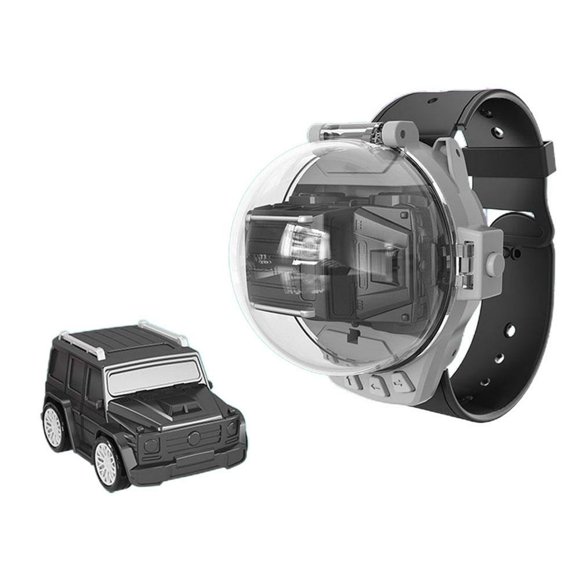 AMERTEER (Version d'Éclairage Améliorée 2.4g) Voiture Télécommandée Noire Big g Watch Jouet Électrique Mini Voiture de Course en Alliage Cadeau d'Anniversaire Éducatif pour Garçons