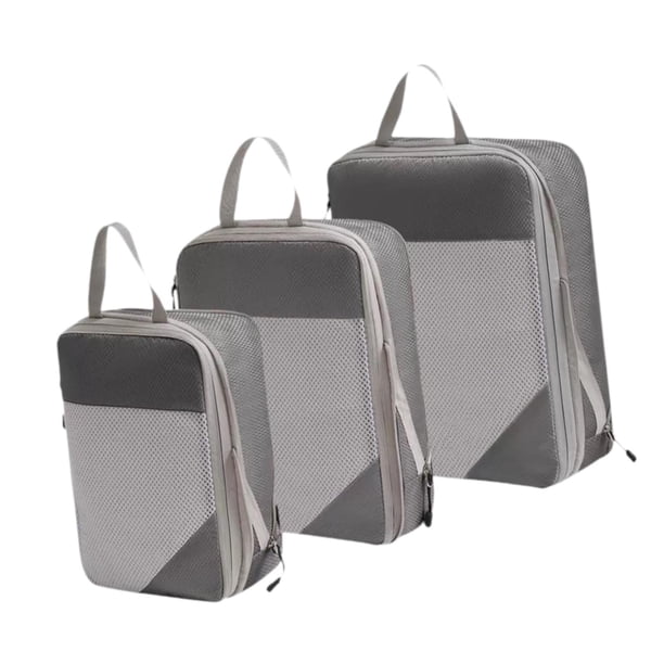Bolsas de almacenamiento de compresión de 3 piezas, organizadores de equipaje para viajes de hombres Gris