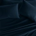 thumbnail image 5 of Twin Extra Long, Navy Solid Microfiber 6 Piece Bed Sheet Set, by Noble Linens, 5 of 11