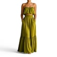 thumbnail image 2 of CHUMUD Womens Sets 2 Piece Outfits Skirts Summer Trendy Spaghetti Strap Ruffled Crop Top & High Waist Maxi Skirt Casual Going Out Vacation, 2 of 7