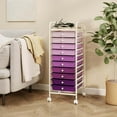 thumbnail image 4 of Costway 10 Drawer Rolling Storage Cart Scrapbook Paper Office School Organizer Purple, 4 of 10