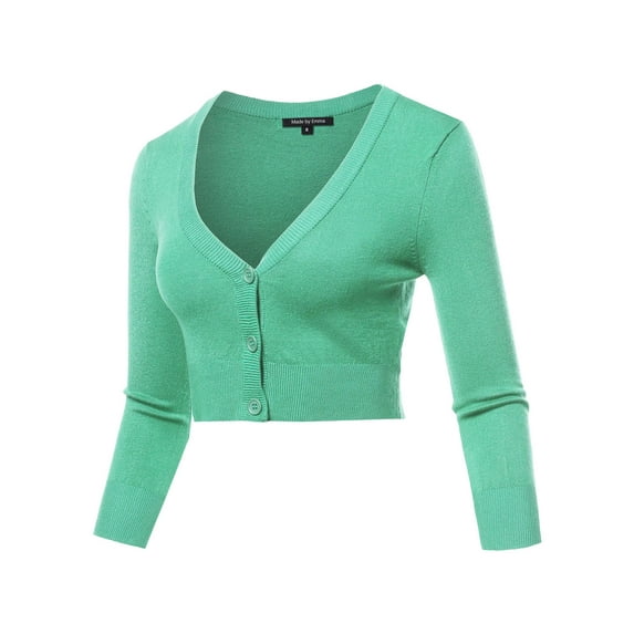 FashionOutfit Women's Solid V-Neck Bolero Cropped Cardigan