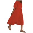 thumbnail image 1 of PENGXIANG Robes Noires pour Femmes Mode Femmes Ample Couleur Unie Col Rond Manches Bouffantes Robe Décontractée Manches Courtes, 1 of 4