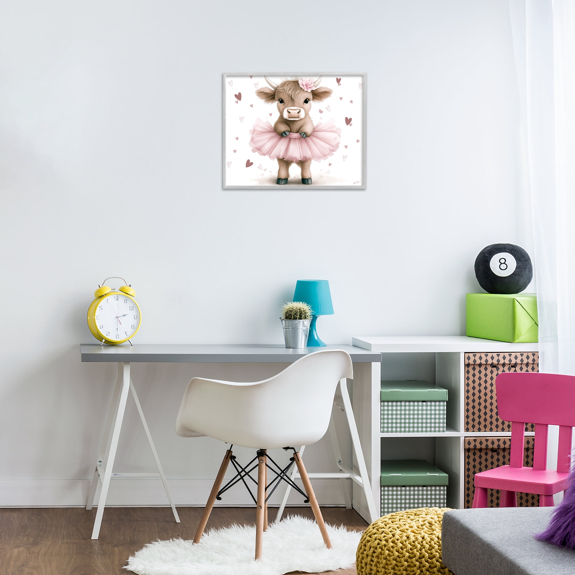 Stupell Industries Baby Calf with Tutu Gray Framed Giclee Art, design by Whimsical Wonders