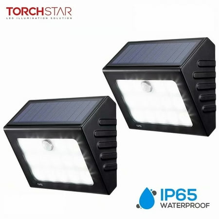 - TORCHSTAR 2 Pack LED Solar Motion Sensor Lights, Wireless Outdoor Wall Lighting for Garage