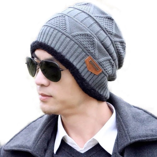 Men Warm Knitted Hat Winter Slouchy Beanie Skull Slouch Cap for 