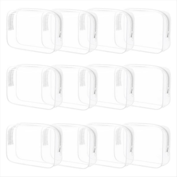 12 Bolsas de Maquillaje Transparentes, Bolsa de Cosméticos Impermeable de PVC con Cremallera, , Bolsas de Almacenamiento para Mujeres y Hombres.