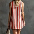 thumbnail image 4 of ClodeEU Women's Crew Neck Sleeveless Stripe Mini Dress with Pockets,Casual Summer Swing Dress Red,Women's Plus L, 4 of 7